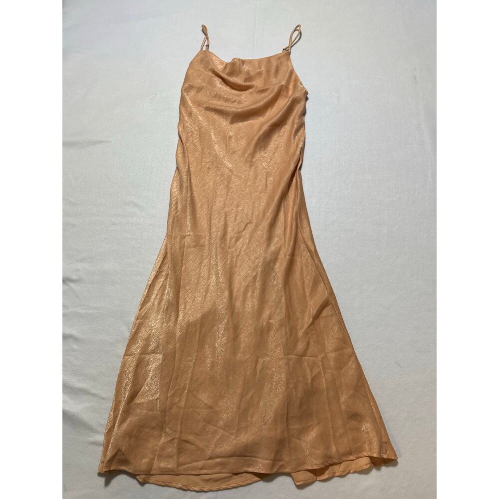 NWT RESA Spaghetti Strap Cowl Neck Rose Gold/Peach Color Dress Women’s Size S